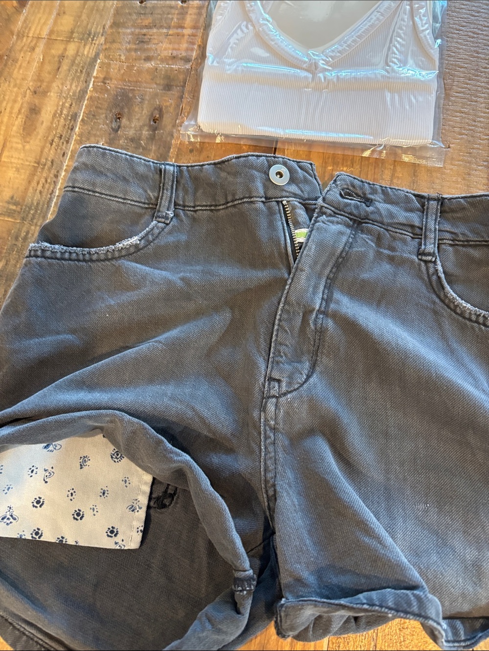 Women’s Gray Chino Shorts - Classic Everyday Style. With new white tank top.